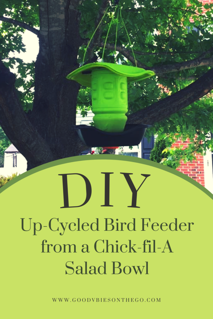 a salad bowl to an Up-Cycled Bird Feeder