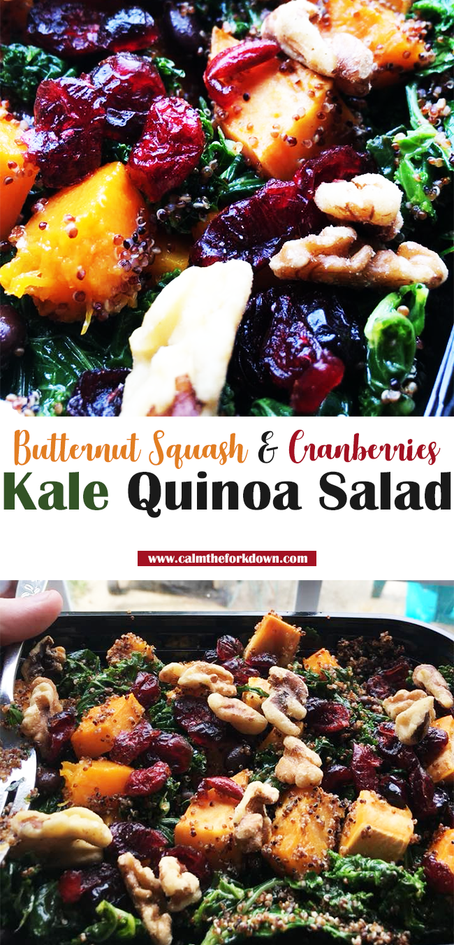 Butternut Squash & Cranberries Kale Quinoa Salad