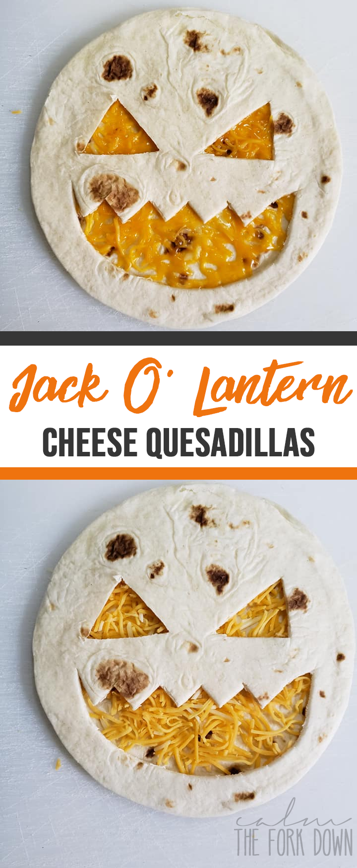 Jack O' Lantern Cheese Quesadillas