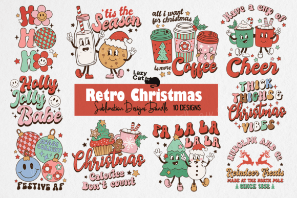 RETRO CHRISTMAS SUBLIMATION BUNDLE | Christmas Print on Demand