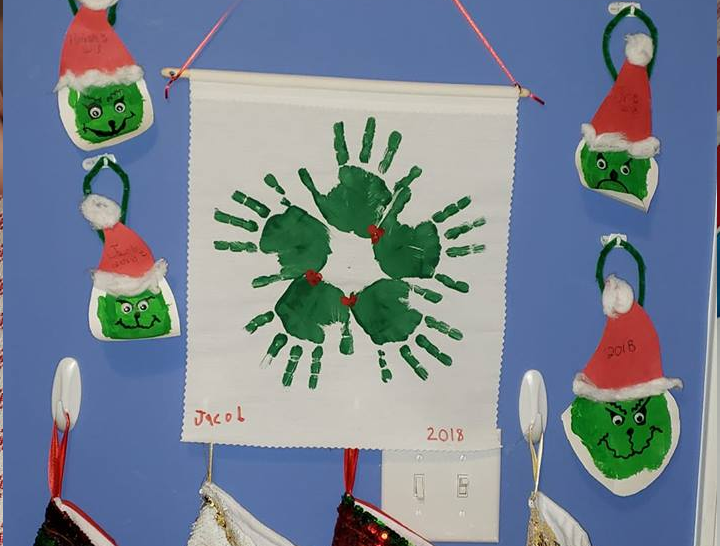 Grinch Handprint Ornaments Art