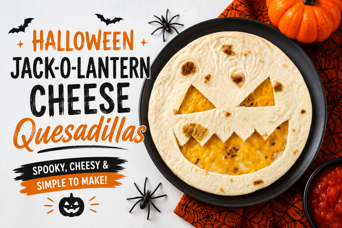 Halloween Jack O' Lantern Cheese Quesadillas